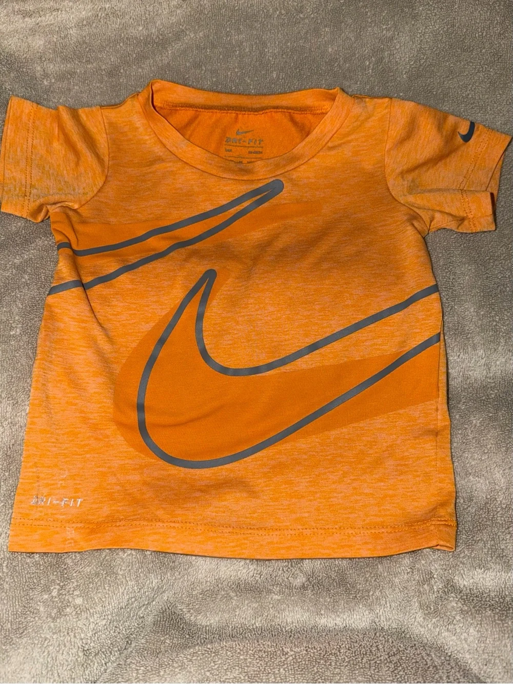 Nike Orange Heather Short Sleeve Tee with Gray Swoosh